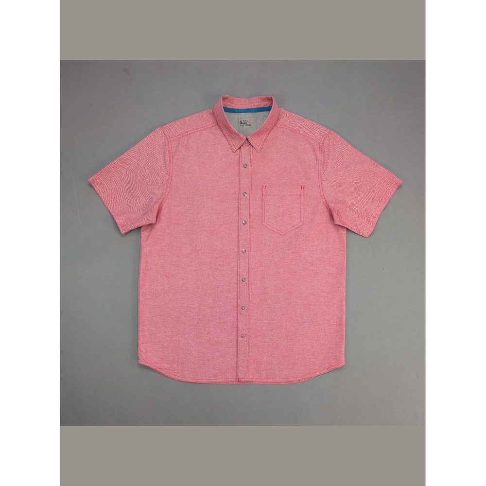 5.11 Tactical Ares Red Oxford Snap Front Short Sleeve Shirt Medium